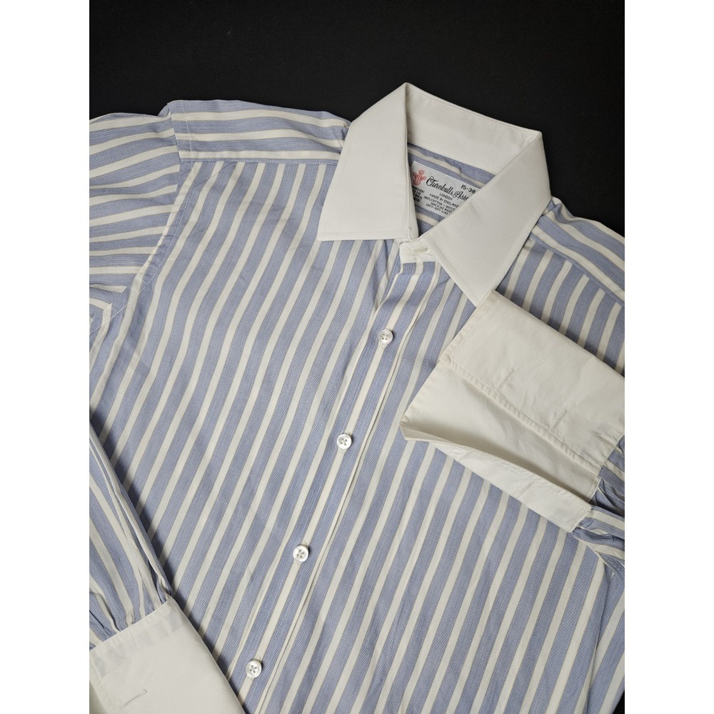 Turnbull & Asser Men's Long Sleeve French Cuff Button Up Cotton Shirt Striped Sz